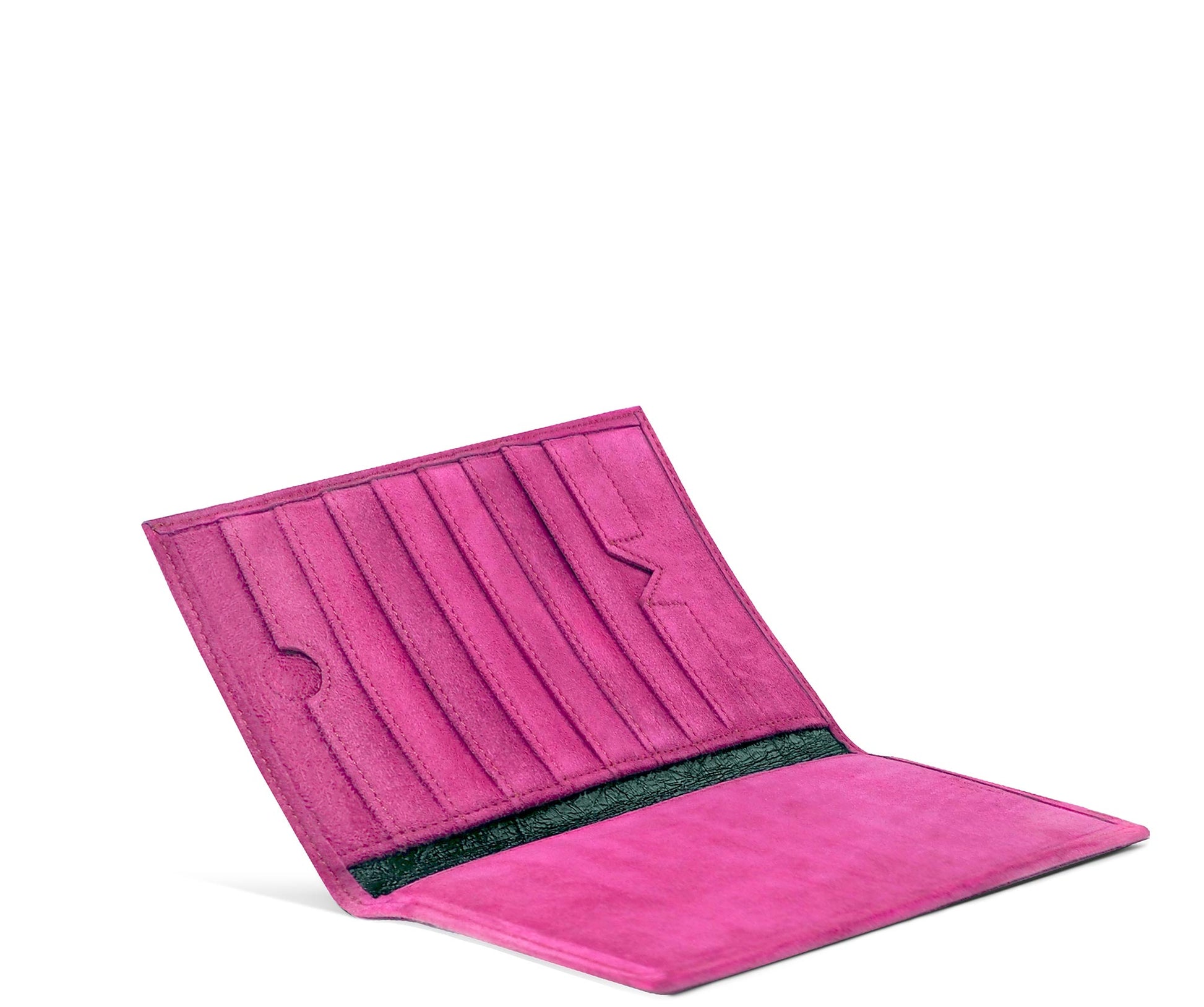 Pale Violet Red Folded Long Wallet in Fuchsia Suede OM NYC