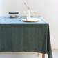 Light Gray Linen Tablecloth - Deep Green Celina Mancurti