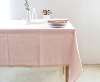 Gray Linen Tablecloth - Pink Celina Mancurti