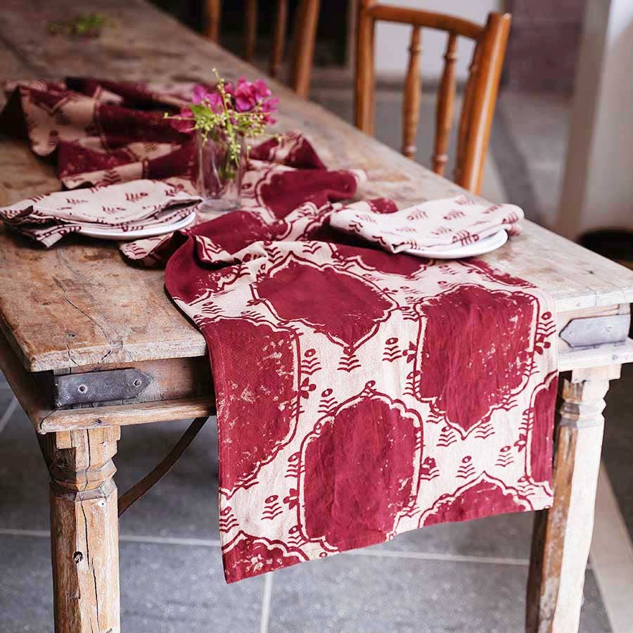 Bohemian Block Print Organic Cotton Table Runner | Palace