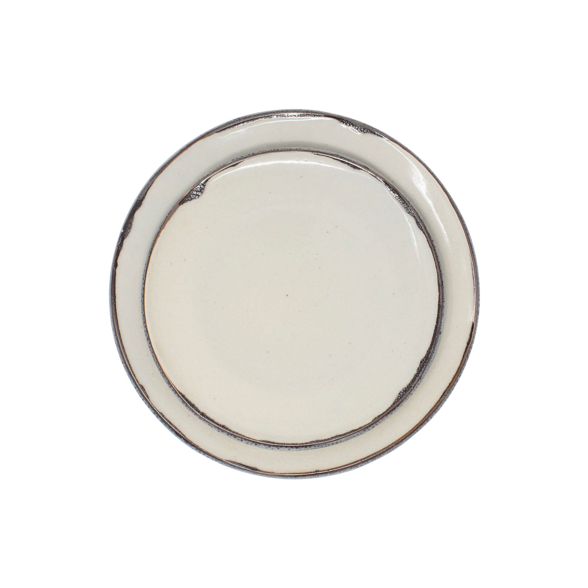 Light Gray Salad Plate - White with Grey Rim Daniel Bellow