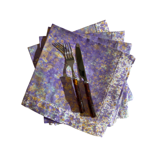 Dim Gray Dinner Napkins - Purple & Gold Splatter (Set of 4) Shandell's